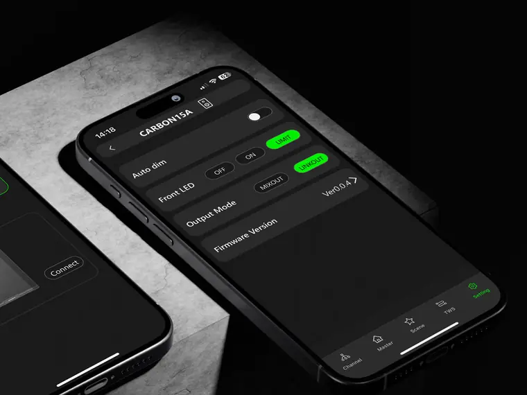 Écran « Setup » de l’application CARBONcontrol
