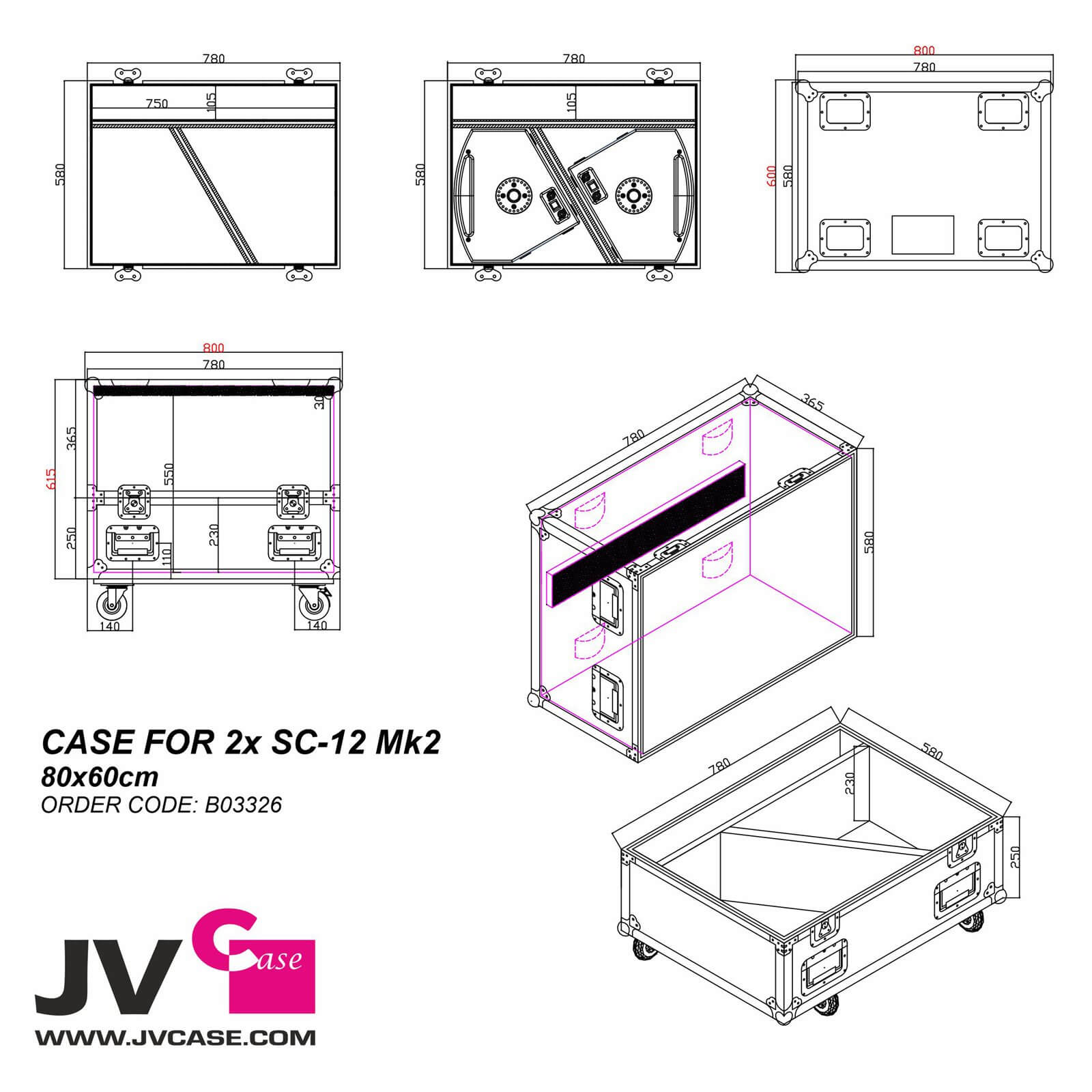 case for 2x sc 12 mk2 drawing dimensions CASE FOR 2x SC-12 Mk2 - Image 3