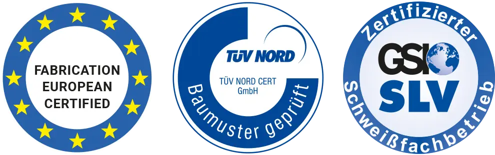 Certifications TÜV NORD - GSI SLV - European manufacturing
